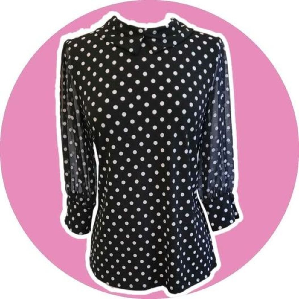 Adorable Women's polka dotted black and white blouse